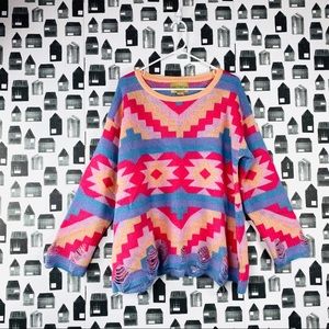 Wildfox |White Label Multicolored Crewneck Sweater